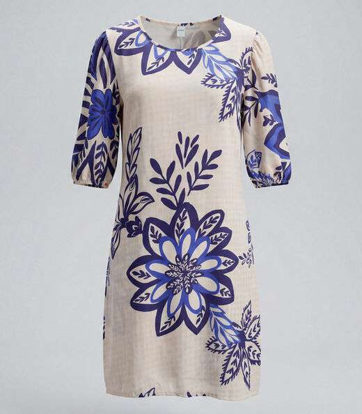 Vestido Midi Com Manga Flare 3/4 Infinita Cor Azul