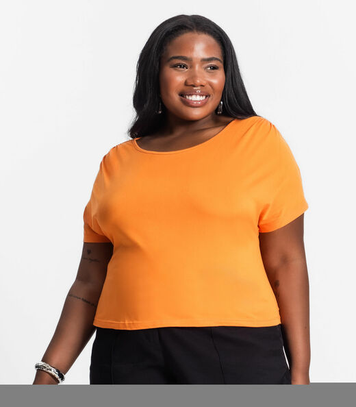 Blusa Lisa Plus Infinita Cor Laranja