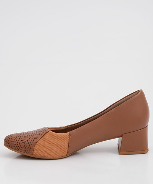 Scarpin Feminino Recorte Laser Salto Grosso Usaflex