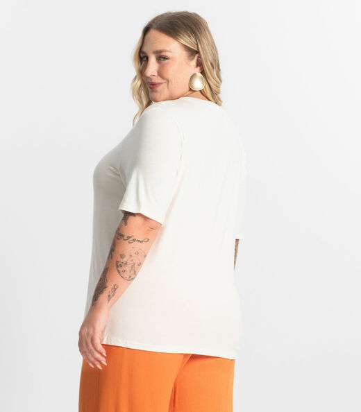 Camiseta Feminina Manga Curta Secret Glam Bege