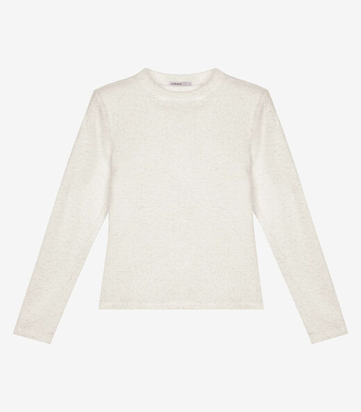 Blusa Feminina Manga Longa Tricô Felpudo Endless Bege