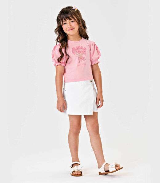 Conjunto Blusa Com Shorts Saia Sarja Trick Nick Branco