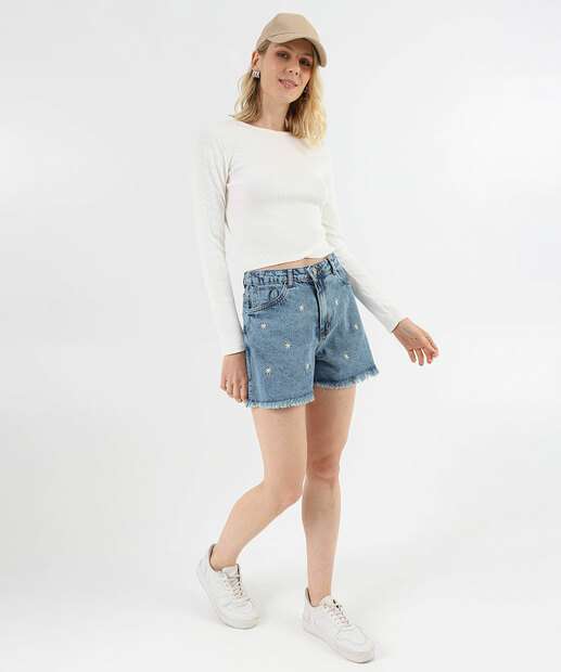 Image_Short Feminino Jeans Bordado Margarida Bolsos Azul