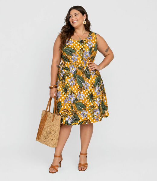 Vestido Feminino Curto Plus Size Em Suplex Select Amarelo