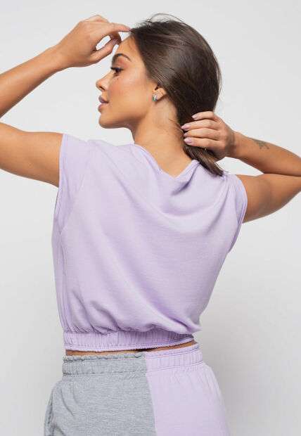 Cropped  Barra Elástico Malha Comfort Lilás