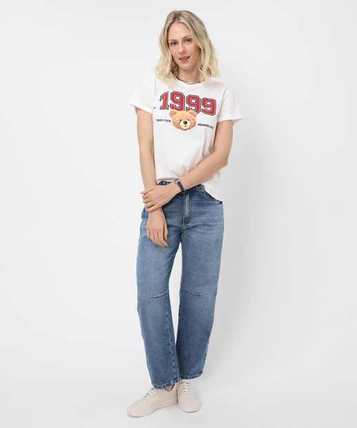 Image_Calça Jeans Barrel Feminina Bolsos Sawary Azul