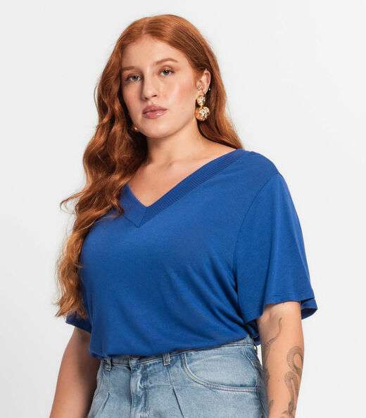 Blusa Feminina Plus Size Secret Glam Azul