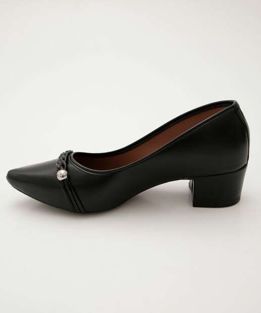 Scarpin Feminino Salto Grosso Bico Fino