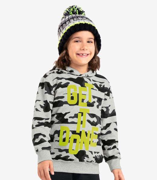 Blusão Infantil Masculino Com Capuz Rovi Kids Cinza
