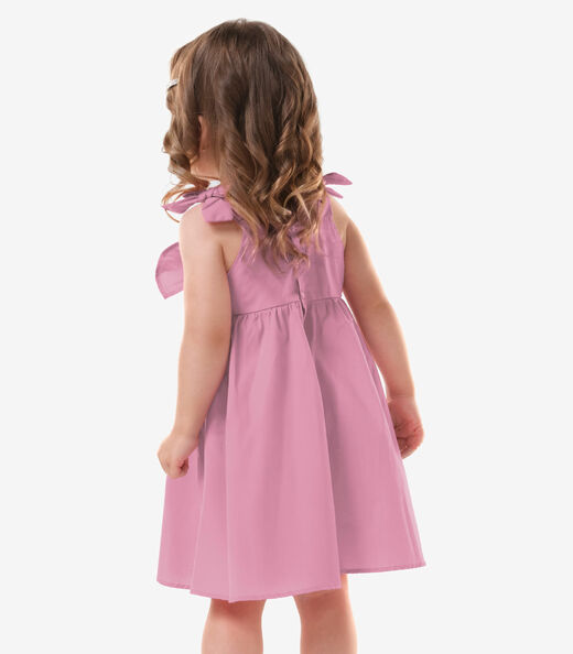 Vestido Infantil Feminino Tricoline Trick Nick Rosa