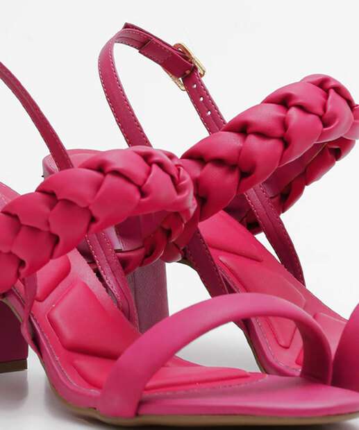 Sandália Salto Grosso Feminina Trançada Bebecê