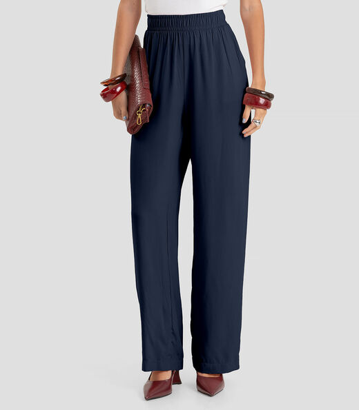 Calça Feminina Pantalona em Tecido Dianna Azul