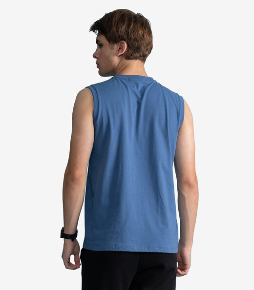 Regata Masculina Meia Malha Com Estampa Minty Azul