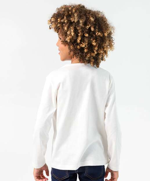 Camiseta Infantil Estampa Dinossauro MR Tam 4 a 10 Off White