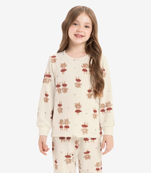 Pijama moletinho Rovi Kids Bege