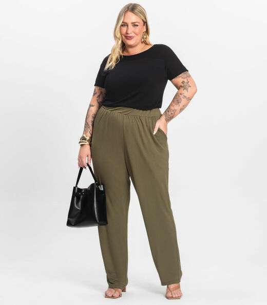 Image_Calça Feminina Plus Size Em Molecotton Secret Glam Verde