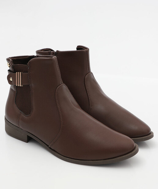 Bota Feminina Fivela Cano Curto Via Uno Marrom