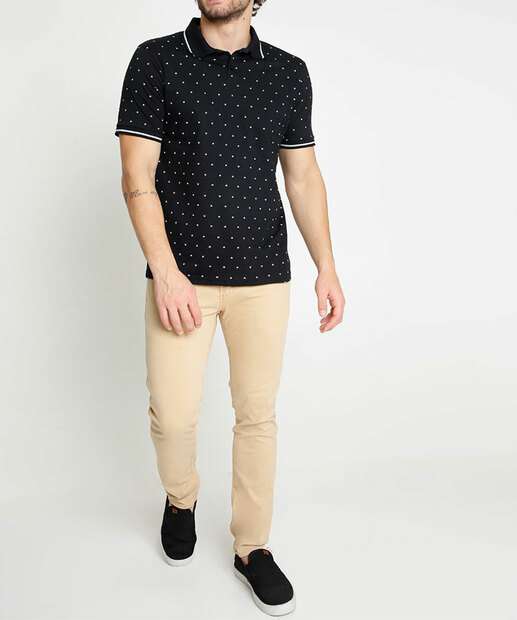 Polo Masculina Estampada Manga Curta MR