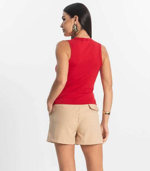 Regata Básica Feminina em Cotton Leve Rovitex Vermelho