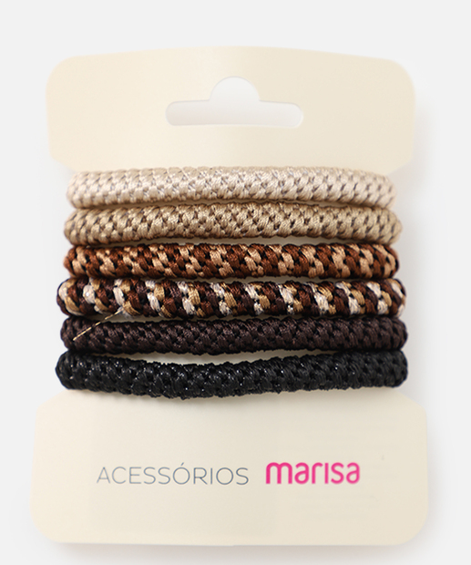 Image_Kit 6 Peças Elásticos De Cabelo Feminino Marisa Marrom