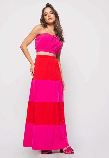 Cropped  Tomara Que Caia Malha Canelada Rosa