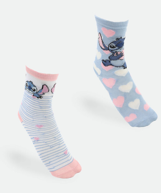 Image_Kit 2 Meias Infantil Estampa Stitch Disney Azul