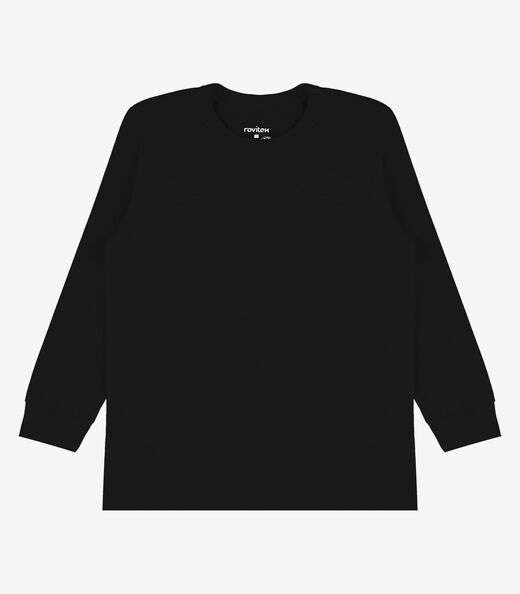 Camiseta Manga Longa Básica Rovitex Kids Preto