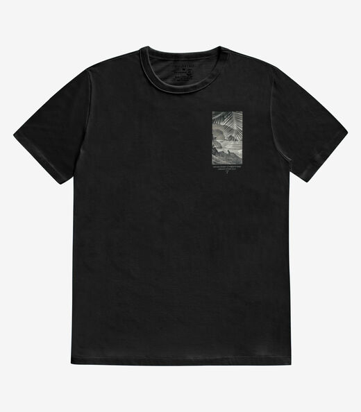 Camiseta Masculina Manga Curta Meia Malha Diametro Preto