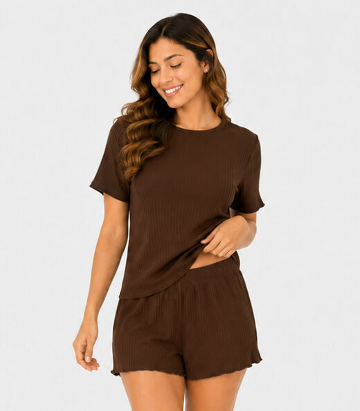 Image_Pijama Feminino Canelado Select Marrom