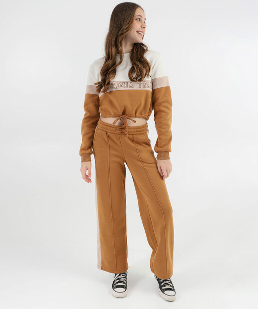 Casaco Juvenil Cropped Moletom Marisa Tam 10 a 16 Marrom