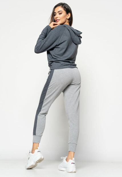 Calça  Comfy Jogger Com Faixa Lateral Moletinho MesclaeGrafite Salvatore Fashion