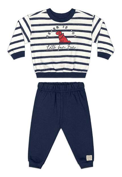 Conjunto Bebê Menino Blusão Listrado Quimby