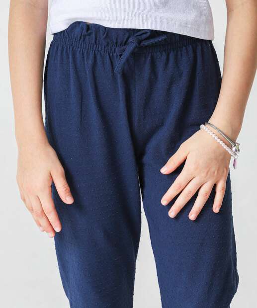 Calça Infantil Clochard Textura Marisa Tam 4 a 10 Azul
