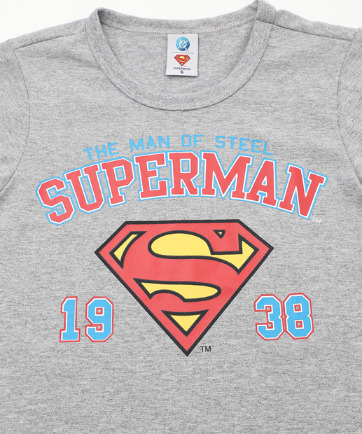 Camiseta Infantil Superman Warner Bros Tam 4 a 10 Cinza