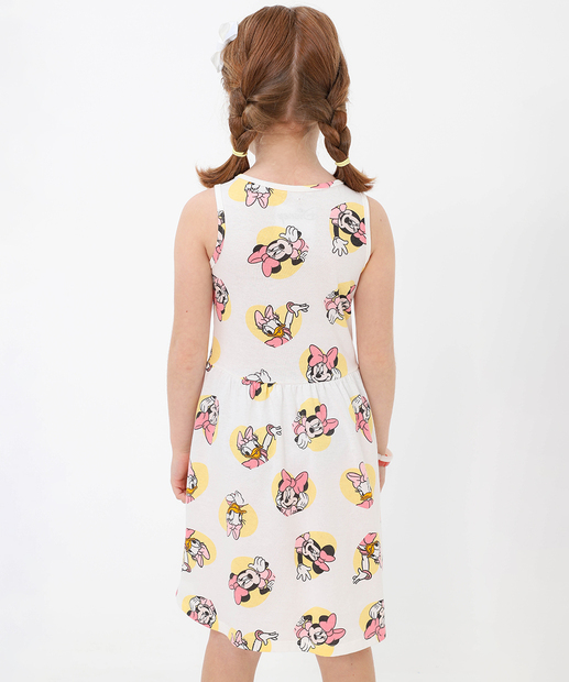 Vestido Infantil Margarida Disney Tam 4 a 10 Off White