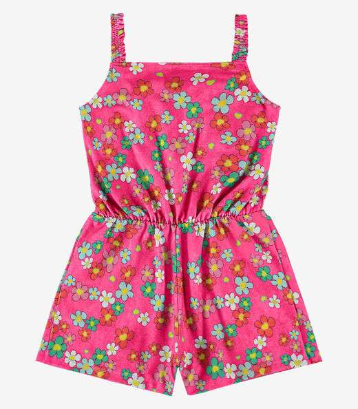 Macacão Infantil Florido Rovi Kids Rosa