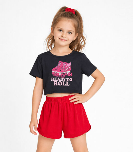 Image_Conjunto Feminino Infantil Blusa E Short Select Preto