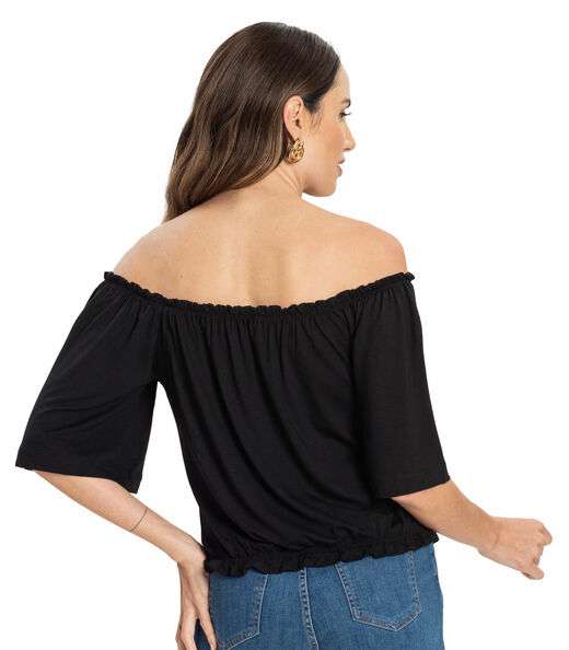 Blusa Feminina Ciganinha Infinita Cor Preto