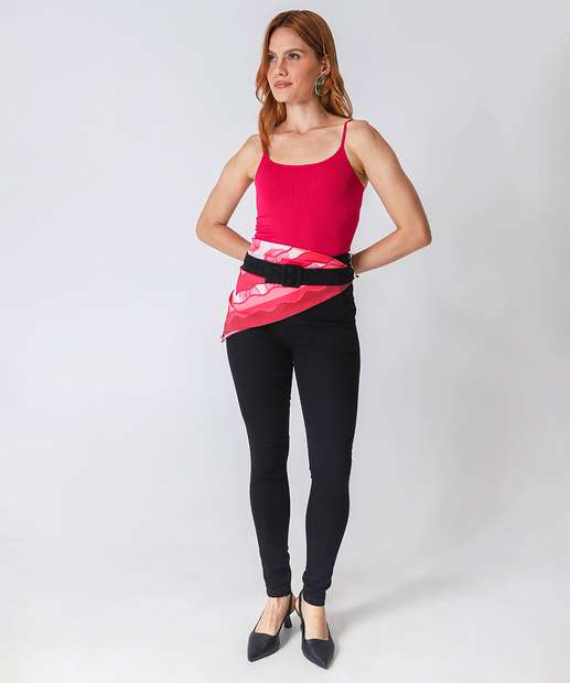 Image_Calça Sarja Skinny Feminina Cinto Preto