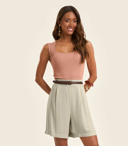 Regata Feminina em Ribana de Viscose Rovitex Marrom
