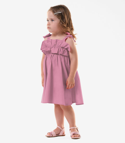 Vestido Infantil Feminino Tricoline Trick Nick Rosa