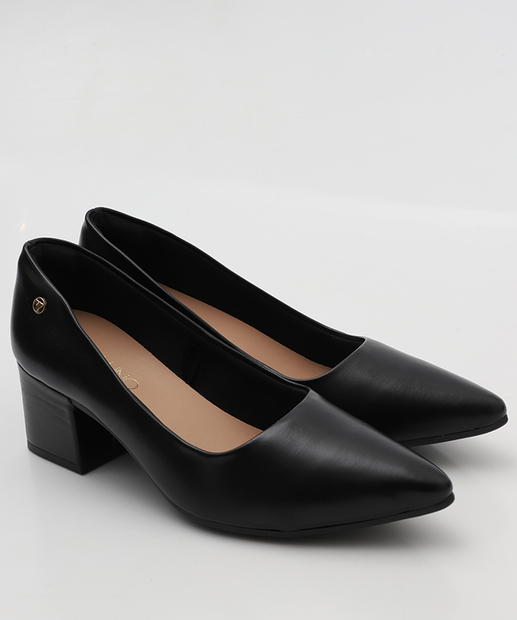 Scarpin Feminino Salto Grosso Via Uno Preto