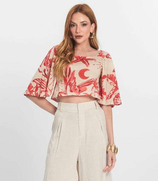 Image_Blusa Cropped Manga Ampla em Meia Malha Endless Laranja