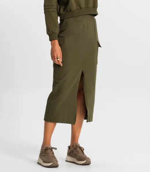 Saia Midi Cargo Feminino Rovitex Verde