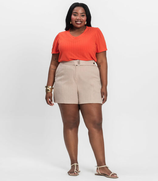 Blusa Canelada Plus Infinita Cor Vermelho