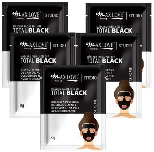 Image_Max Love Mascara Facial Peel Off Total Black Sache Kit C/ 5 Unid