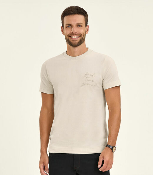 Camiseta Masculina Manga Curta Malhão Diametro Bege