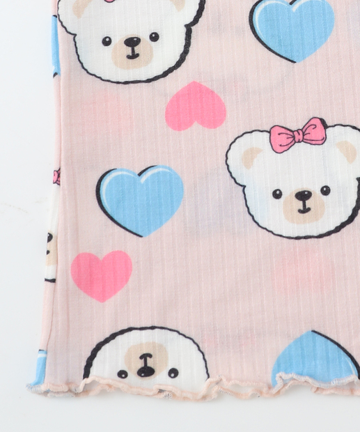 Conjunto Infantil Canelado Estampa Urso Tam 1 a 3 Rosa