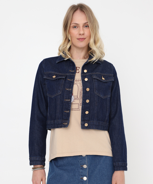 Jaqueta Feminina Jeans Cropped Marisa Azul