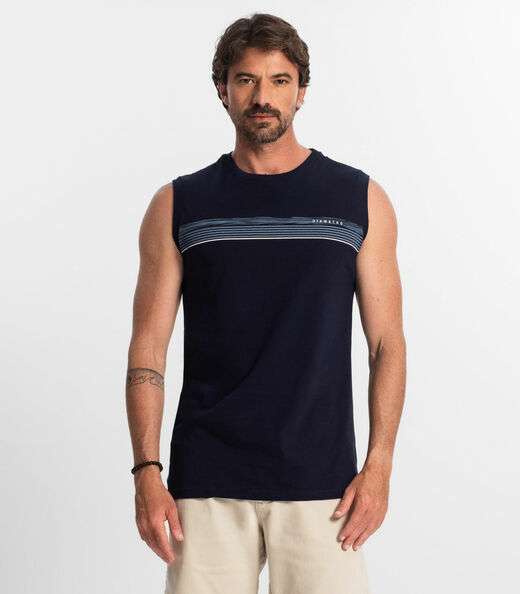 Regata Masculina Em Meia Malha Diametro Azul